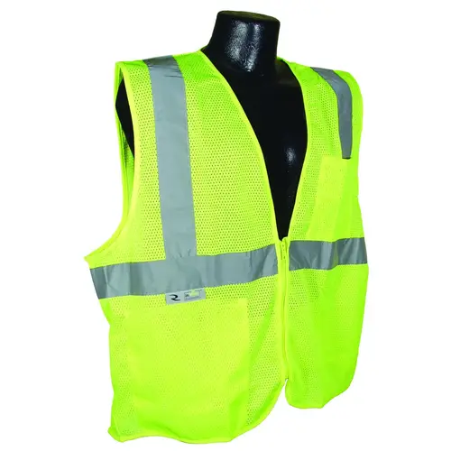 SV2ZGM-L Economical Safety Vest, L, Unisex, Fits to Chest Size: 26 in, Polyester, Green/Silver, Zipper Closure SV2ZGM-L Economical Safety Vest, L, Unisex, Fits to Chest Size: 26 in, Polyester, Green/Silver, Zipper Closure