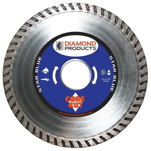 Star Blue High-Speed Saw Blade, 4 in Dia, 7/8 in Arbor, Diamond Cutting Edge, Turbo Rim