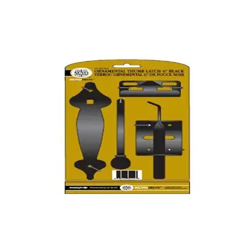 Thumb Latch, Galvanized Steel, Powder-Coated Black Thumb Latch, Galvanized Steel, Powder-Coated Black