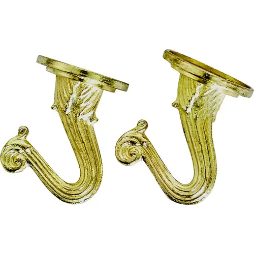 Ceiling Hook, 1.5 in L, zinc Alloy, Polished Brass, Wall Mount Mounting Golden - pack of 2 Ceiling Hook, 1.5 in L, zinc Alloy, Polished Brass, Wall Mount Mounting Golden - pack of 2