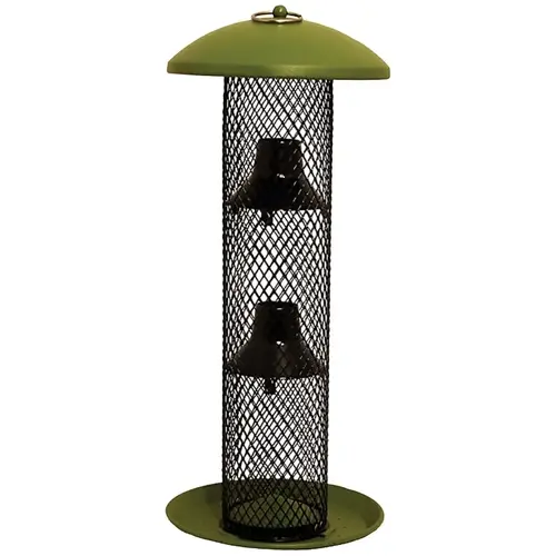 NO/NO Wild Bird Feeder, 16-1/2 in H, 1.5 lb, Metal, Green, Powder-Coated, Hanging Mounting NO/NO Wild Bird Feeder, 16-1/2 in H, 1.5 lb, Metal, Green, Powder-Coated, Hanging Mounting