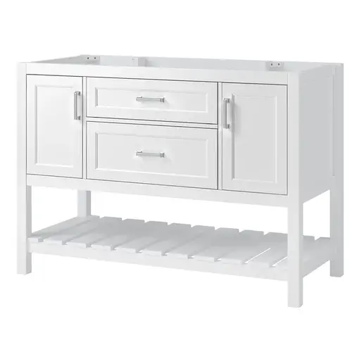 Lawson Series Vanity Cabinet, 48 in W Cabinet, 21-1/2 in D Cabinet, 34 in H Cabinet, Wood, White