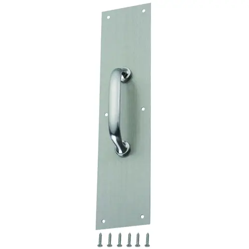 Door Pull Plate, 3-1/2 in W, 15 in D, 1-5/8 in H, Aluminum, Satin Nickel