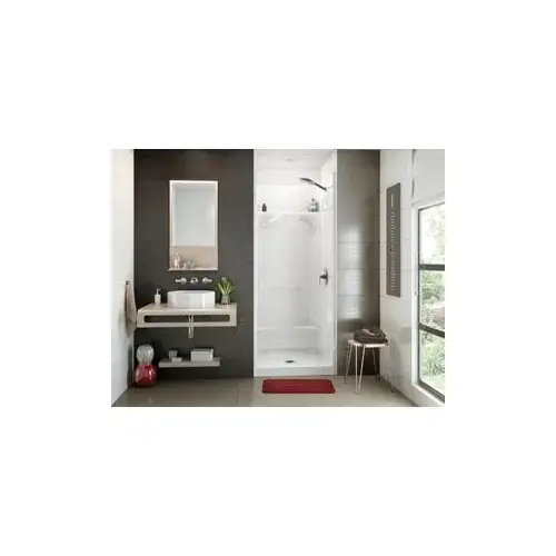 Essence Series Shower Stall, 31-7/8 in L, 32 in W, 76 in H, Fiberglass, Alcove Installation White