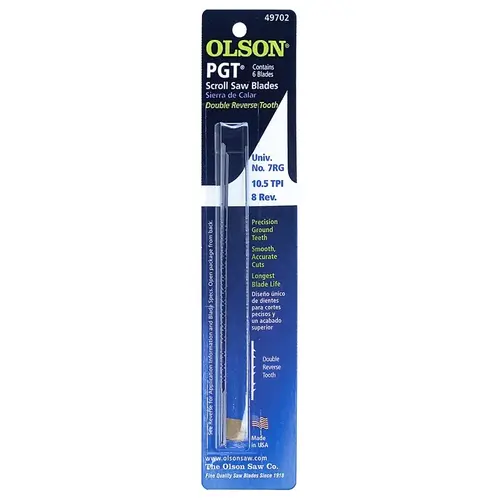 Olson Scroll Saw Blade, 0.047 in W, 5 in L - pack of 6