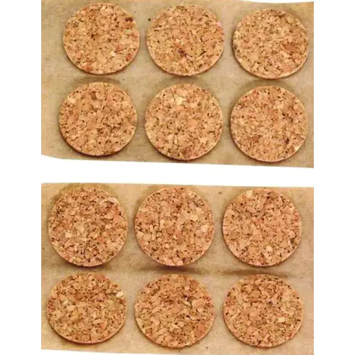 Furniture Pad, Cork, Wood, 1/2 in Dia, 5/64 in Thick, Round - pack of 24 Furniture Pad, Cork, Wood, 1/2 in Dia, 5/64 in Thick, Round - pack of 24