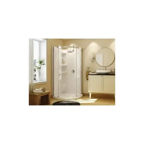 Olympia Series 105960-R-000-001 Shower Kit, 36 in L, 36 in W, 78 in H, Acrylic, Chrome, Round, 8 mm Glass White