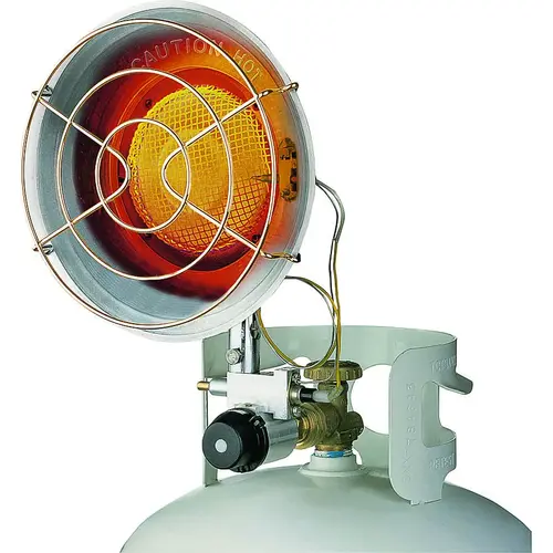 Single Tank Top Heater, 8-1/4 in W, 11-1/2 in H, 9000, 12,000, 15,000 Btu Heating, Steel Silver Single Tank Top Heater, 8-1/4 in W, 11-1/2 in H, 9000, 12,000, 15,000 Btu Heating, Steel Silver