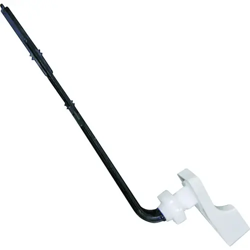 Toilet Flush Lever, Front Mounting, 8 in L Flush Arm, Plastic White Toilet Flush Lever, Front Mounting, 8 in L Flush Arm, Plastic White