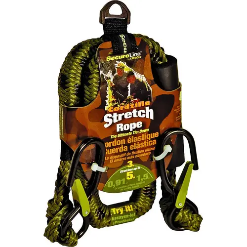 Stretch Rope, 8 mm Dia, 3 ft L, Polypropylene, Camouflage