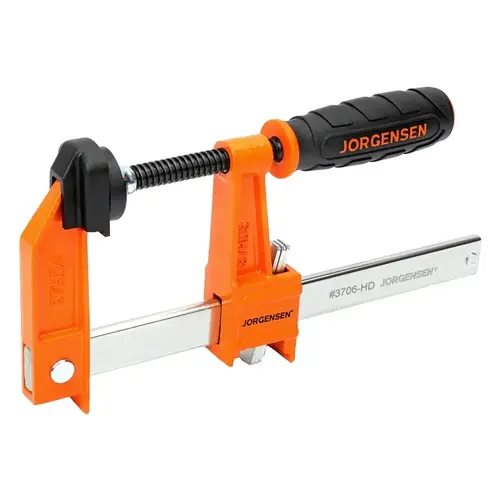 Heavy-Duty Bar Clamp, 1000 lb, 6 in Max Opening Size, 3 in D Throat, Steel Body