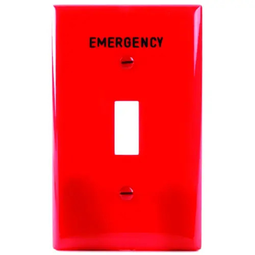 Wallplate, 3.14 in L, 4.89 in W, 1 -Gang, Polycarbonate, Red, High-Gloss Wallplate, 3.14 in L, 4.89 in W, 1 -Gang, Polycarbonate, Red, High-Gloss