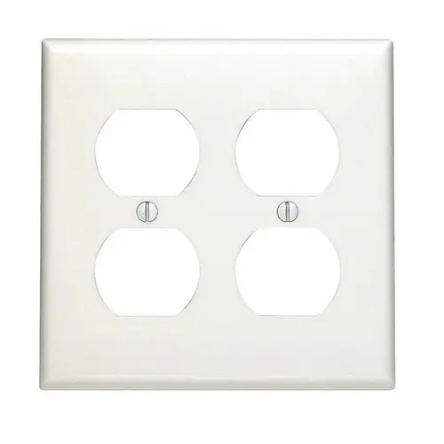 80716-W Receptacle Wallplate, 4-1/2 in L, 4-9/16 in W, 2 -Gang, Thermoplastic Nylon, White, Smooth - pack of 9 80716-W Receptacle Wallplate, 4-1/2 in L, 4-9/16 in W, 2 -Gang, Thermoplastic Nylon, White, Smooth - pack of 9