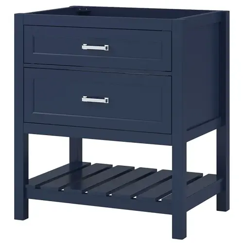 Lawson Series Vanity Cabinet, 30 in W Cabinet, 21-1/2 in D Cabinet, 34 in H Cabinet, Wood, 2-Drawer Aegean Blue
