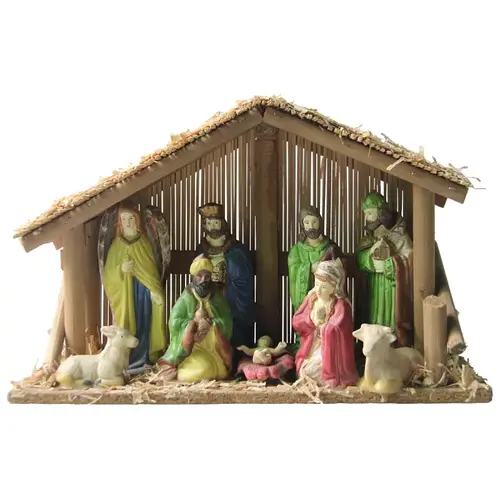 Christmas Collectible, Nativity Set with Stable, Assorted - pack of 12 Christmas Collectible, Nativity Set with Stable, Assorted - pack of 12