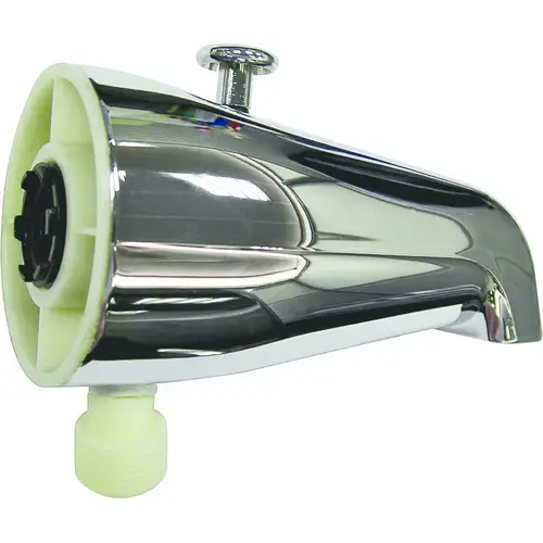 Bathtub Spout with Diverter, 5-1/4 in L, 3/4 x 1/2 in Connection, IPS, Zinc, Chrome Plated Bathtub Spout with Diverter, 5-1/4 in L, 3/4 x 1/2 in Connection, IPS, Zinc, Chrome Plated