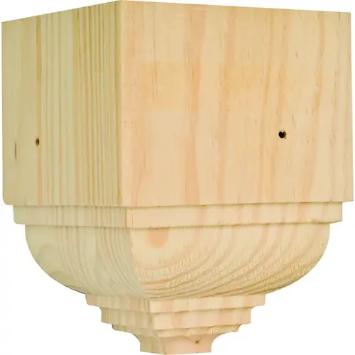 Waddell Series Crown Trim Block, 3-1/2 in L x 3-1/2 in W x 4-1/2 in H Dimensions, Pine, Natural