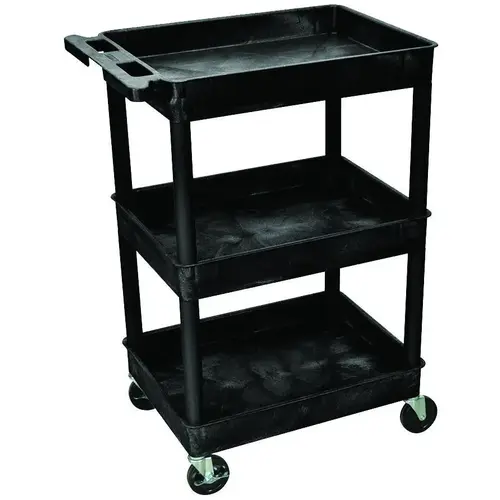 CART UTILITY TUB 3 SHELF Black
