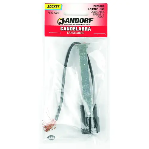 Lamp Socket, 125 V, 75 W, Phenolic Housing Material, Black