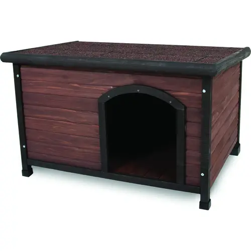 Ruff Hauz 25040 Dog House, 45-1/2 in OAL, 31 in OAW, 32.3 in OAH, Solid Wood, Dark Brown Ruff Hauz 25040 Dog House, 45-1/2 in OAL, 31 in OAW, 32.3 in OAH, Solid Wood, Dark Brown