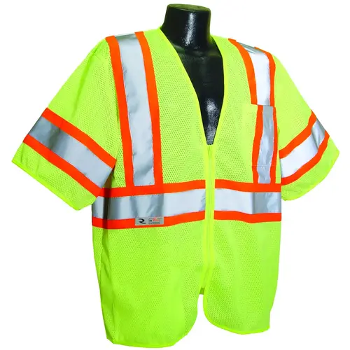 Economical Safety Vest, L, Polyester, Green/Silver, Zipper Closure Economical Safety Vest, L, Polyester, Green/Silver, Zipper Closure