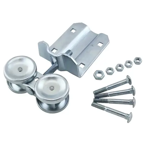 Dual Axis Box Rail Hanger, 2-Roller, 450 lb Zinc