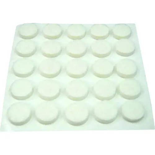 Furniture Pad, Felt Cloth, White, 3/8 in Dia, 5/64 in Thick, Round - pack of 75 Furniture Pad, Felt Cloth, White, 3/8 in Dia, 5/64 in Thick, Round - pack of 75