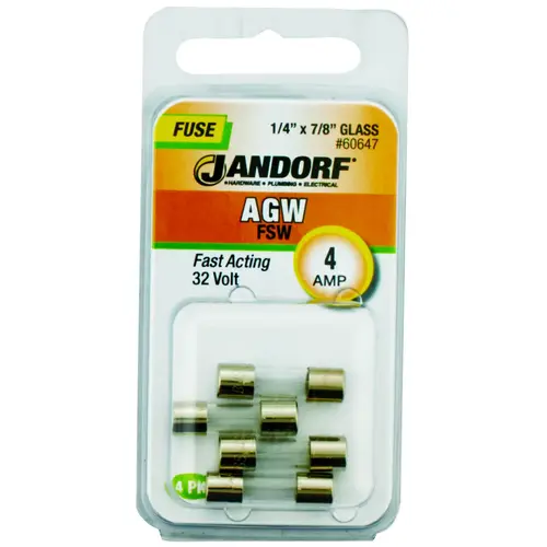 Fast Acting Fuse, 4 A, 32 V, 10 kA Interrupt, Glass Body Fast Acting Fuse, 4 A, 32 V, 10 kA Interrupt, Glass Body