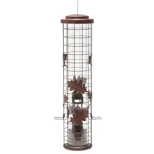 Squirrel-Be-Gone SBG100 Wild Bird Feeder, 26 in H, Cylinder, 1-3/4 lb, Metal, Red, Powder-Coated