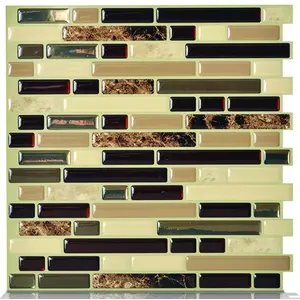 Smart Tiles SM1034-6 Wall Tile, 10.2 in L, 9.1 in W, 3/4 in Thick, Composite Vinyl, Brown, Gloss - pack of 6