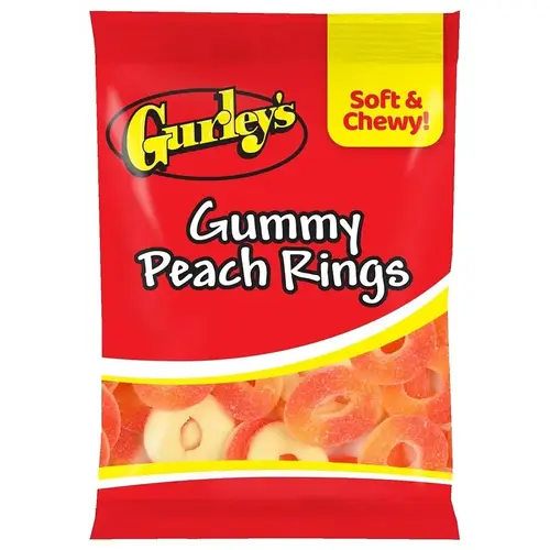GUMMY PEACH RINGS GURLEYS 5OZ - pack of 12 GUMMY PEACH RINGS GURLEYS 5OZ - pack of 12