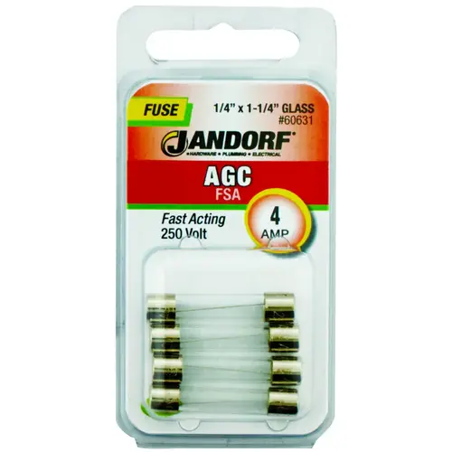 Fast Acting Fuse, 4 A, 250 V, 200 A, 10 kA Interrupt, Glass Body Fast Acting Fuse, 4 A, 250 V, 200 A, 10 kA Interrupt, Glass Body