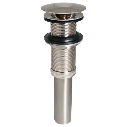 Pushbutton Sink Drain, 1-1/4 in Connection, Brass, Brushed Nickel Pushbutton Sink Drain, 1-1/4 in Connection, Brass, Brushed Nickel