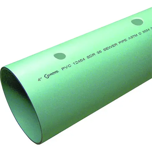 SDR Series Pipe, 4 in, 10 ft L, Solvent Weld, PVC, Green - 120" Stock Length SDR Series Pipe, 4 in, 10 ft L, Solvent Weld, PVC, Green - 120" Stock Length