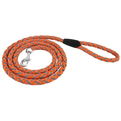 Ruffin'It 80137 Reflective Safety Leash, 6 ft L, 5/8 in W, Nylon, Orange, L Ruffin'It 80137 Reflective Safety Leash, 6 ft L, 5/8 in W, Nylon, Orange, L