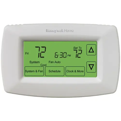 Programmable Thermostat, Backlit Touch Screen Display, White Programmable Thermostat, Backlit Touch Screen Display, White
