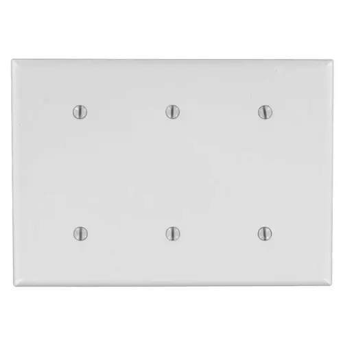 88035 Blank Wallplate, 4-1/2 in L, 6.38 in W, 0.22 in Thick, 3 -Gang, Thermoset Plastic, White