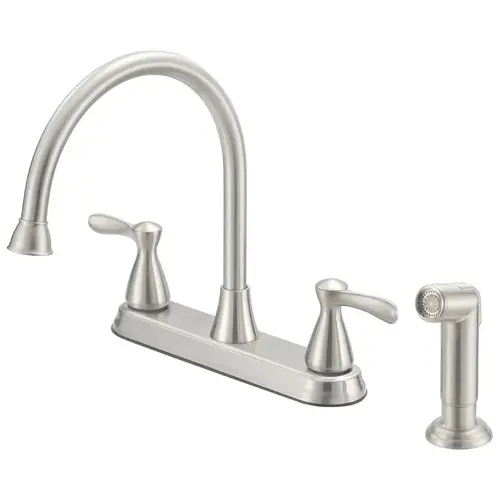 Kitchen Faucet, 1.8 gpm, 4-Faucet Hole, Metal/Plastic, Stainless Steel, Deck Mounting Kitchen Faucet, 1.8 gpm, 4-Faucet Hole, Metal/Plastic, Stainless Steel, Deck Mounting