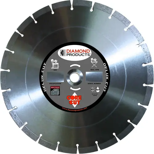 Circular Saw Blade, 12 in Dia, 1 in Arbor, Diamond Cutting Edge
