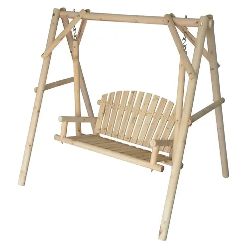 Log Swing and Frame Kit, 450 lbs Seating, Cedar Wood Frame, Nature Frame