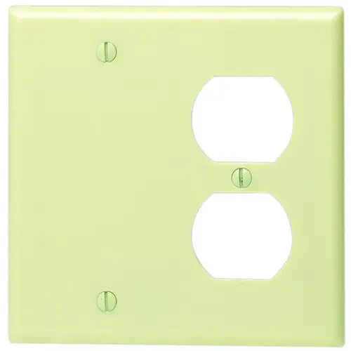 86008 Combination Wallplate, 4-1/2 in L, 4-9/16 in W, 2 -Gang, Thermoset Plastic, Ivory, Smooth 86008 Combination Wallplate, 4-1/2 in L, 4-9/16 in W, 2 -Gang, Thermoset Plastic, Ivory, Smooth