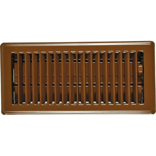 Standard Floor Register, 7-3/4 in W Duct Opening, 3-3/4 in H Duct Opening, Steel, Brown Standard Floor Register, 7-3/4 in W Duct Opening, 3-3/4 in H Duct Opening, Steel, Brown