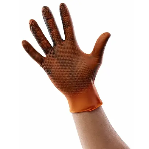 Maximum Grip Series Industrial Gloves, One-Size, Nitrile, Powder-Free, Hi-Vis Orange, 9-1/2 in L - pack of 50 Maximum Grip Series Industrial Gloves, One-Size, Nitrile, Powder-Free, Hi-Vis Orange, 9-1/2 in L - pack of 50