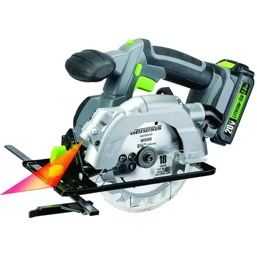 Circular Saw, Battery Included, 20 V, 2 Ah, 5-1/2 in Dia Blade, 45 deg Bevel Circular Saw, Battery Included, 20 V, 2 Ah, 5-1/2 in Dia Blade, 45 deg Bevel