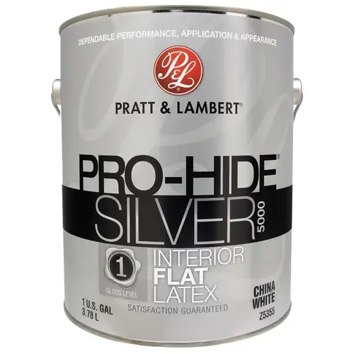 Pro-Hide Silver 5000 Z5300 Interior Paint, Flat, China White, 1 gal Pro-Hide Silver 5000 Z5300 Interior Paint, Flat, China White, 1 gal