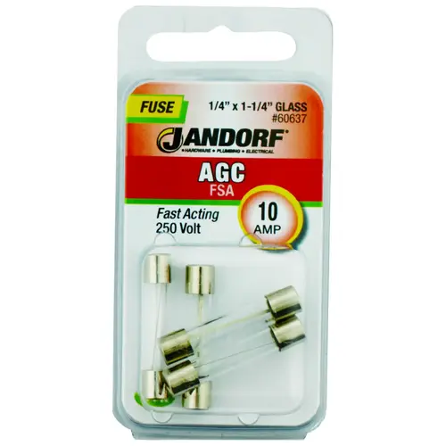 Fast Acting Fuse, 10 A, 250 V, 200 A, 10 kA Interrupt, Glass Body Fast Acting Fuse, 10 A, 250 V, 200 A, 10 kA Interrupt, Glass Body