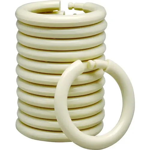 Shower Curtain Ring, Plastic, Beige, 1 cm W, 2-3/8 in H - pack of 12 Shower Curtain Ring, Plastic, Beige, 1 cm W, 2-3/8 in H - pack of 12
