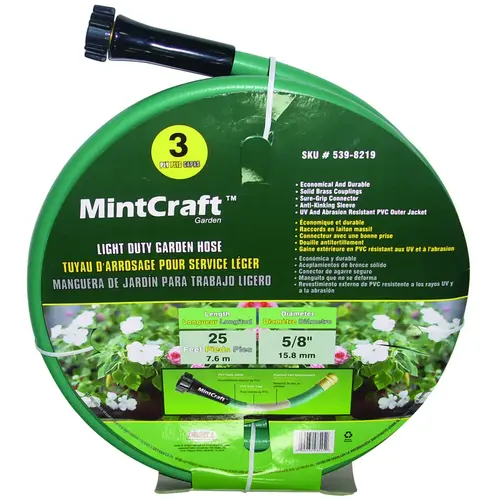 Garden Hose, 25 ft L, Female x Male, PVC, Green Garden Hose, 25 ft L, Female x Male, PVC, Green