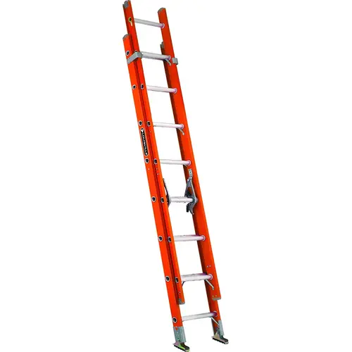 Extension Ladder, 193 in H Reach, 300 lb, 1-1/2 in D Step, Fiberglass, Orange Extension Ladder, 193 in H Reach, 300 lb, 1-1/2 in D Step, Fiberglass, Orange