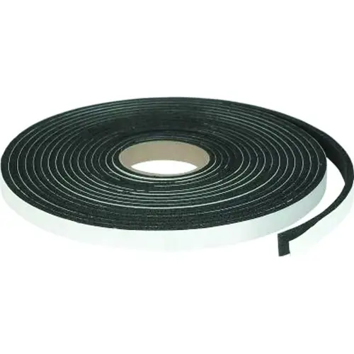 Foam Tape, 3/4 in W, 10 ft L, 3/8 in Thick, Rubber, Black